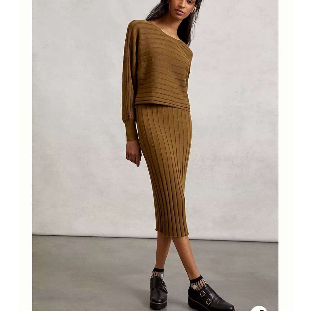 Anthropologie Current Air Vasily ribbed layered sweater Midi Dress Size S
